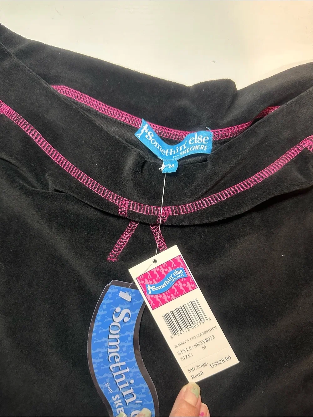 Skechers Black Velour Mini Skirt with Pink Trim. Juniors size medium
